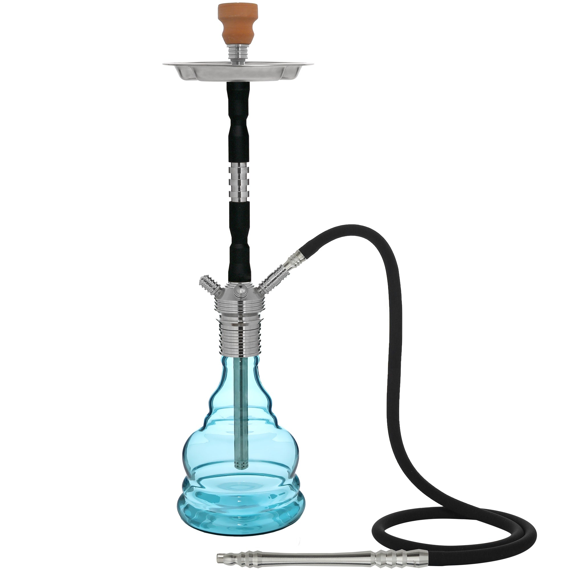 Black Silver Black Aqua Hookah #stem color_Black/Silver/Black