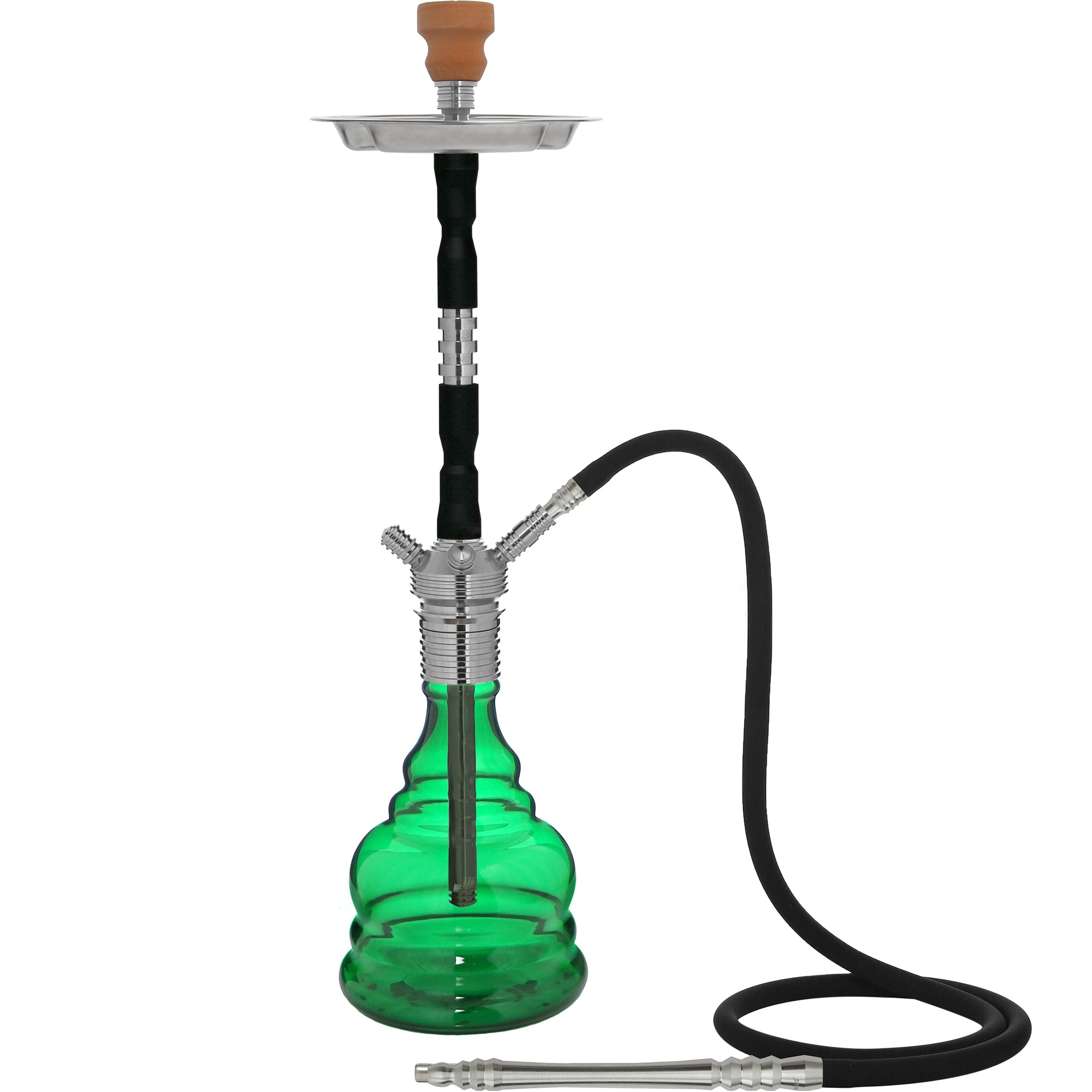 Black Silver Black Dark Green Hookah #stem color_Black/Silver/Black