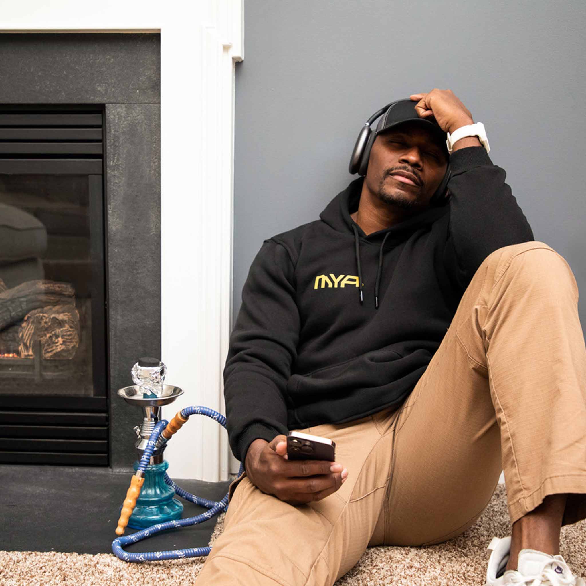 Black Hoodie Sweatshirt with MYA Gold Logo