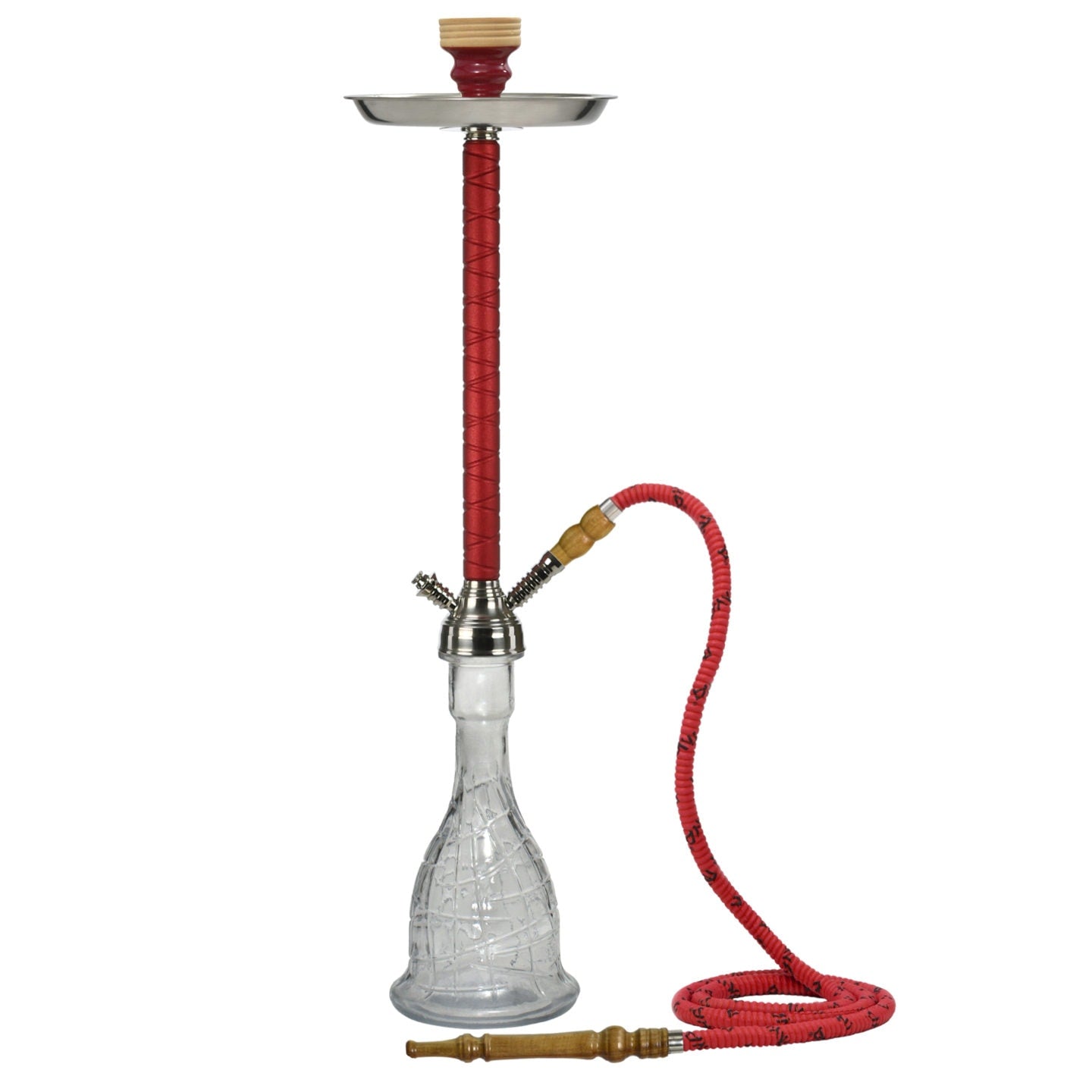 Red Stem with Clear Glass Nefertiti-120X-115-0191 #color_Red/Clear