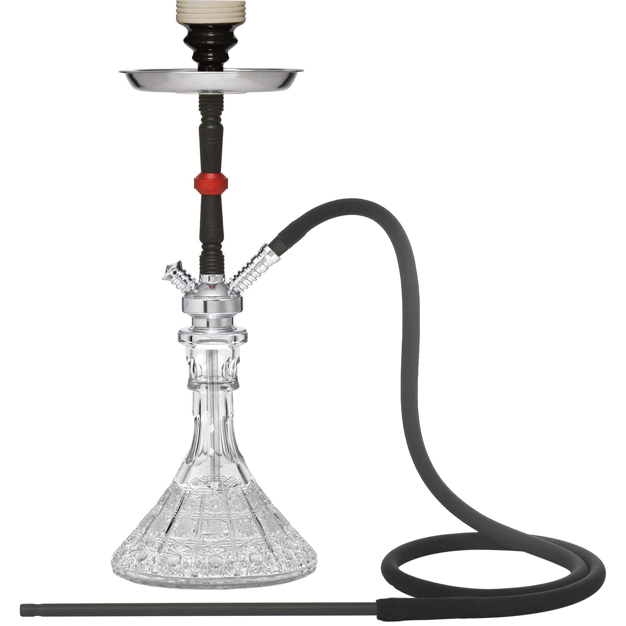 Black Stem with Clear Crystal Base Hookah #color_Black