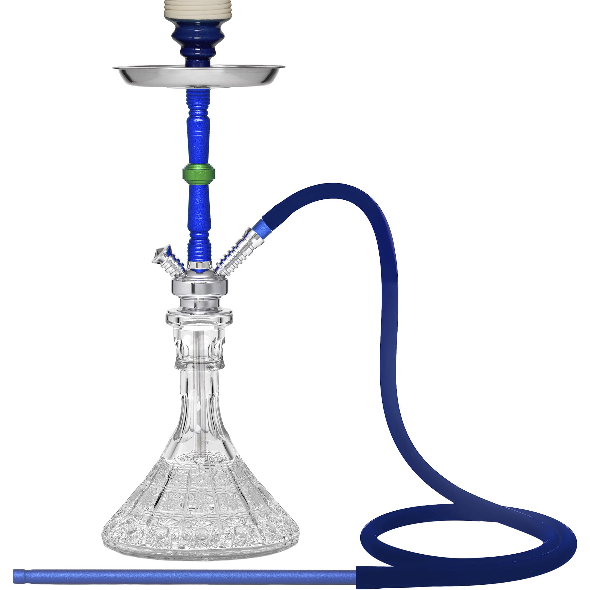 Blue Stem with Clear Crystal Base Hookah #color_Blue