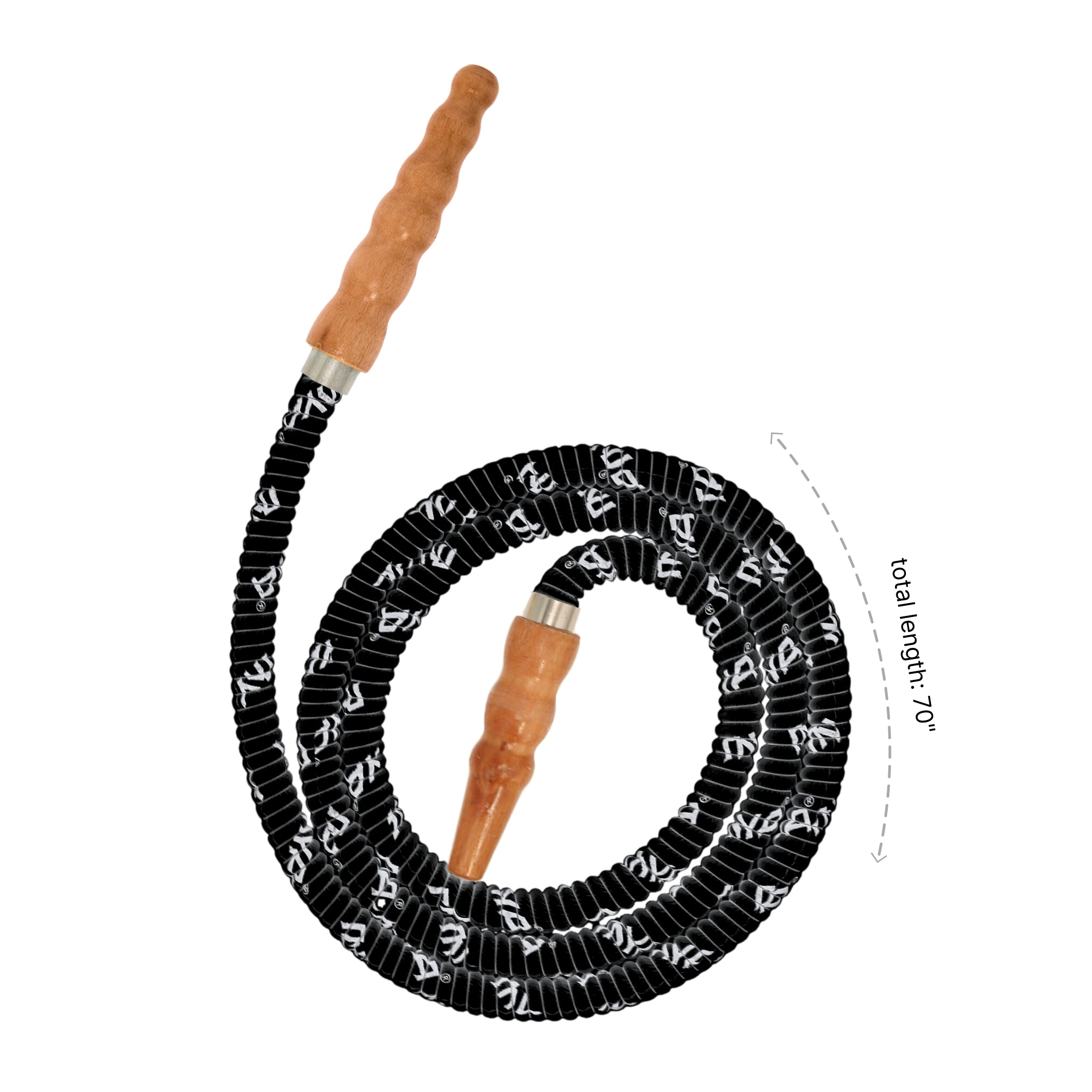 602 Black hookah hose with wooden tip #color_Black
