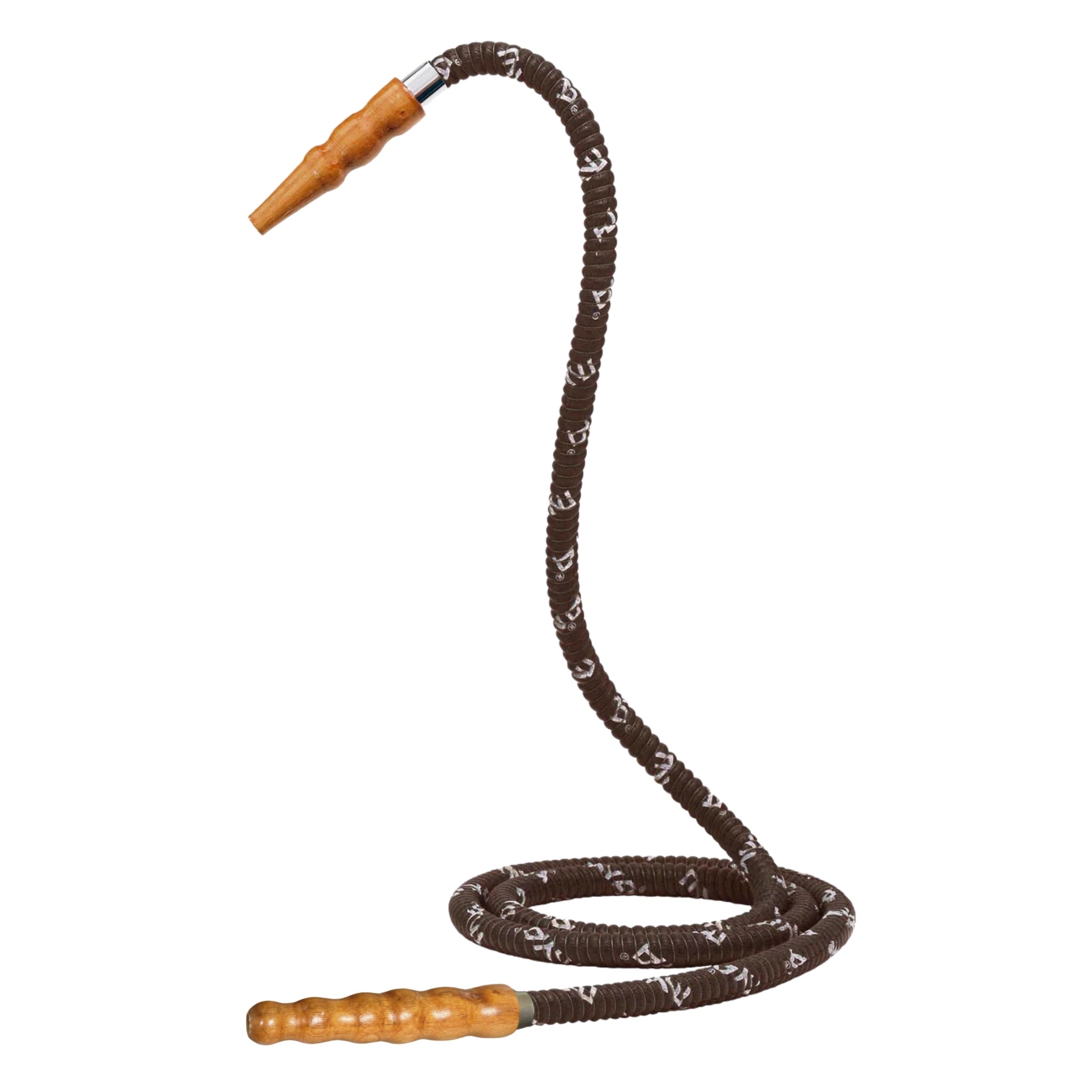 602 Brown hookah hose with wooden tip #color_Brown
