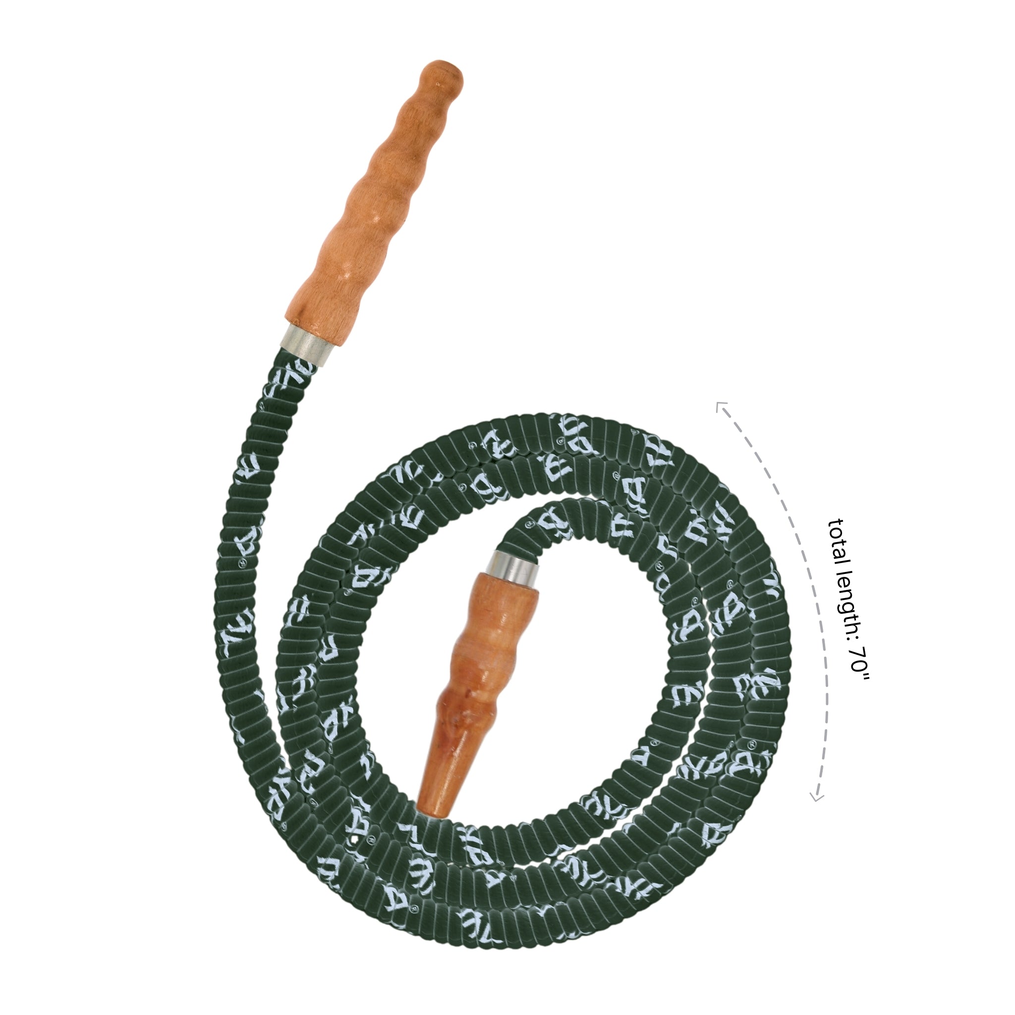 602 Dark Green hookah hose with wooden tip #color_Dark Green