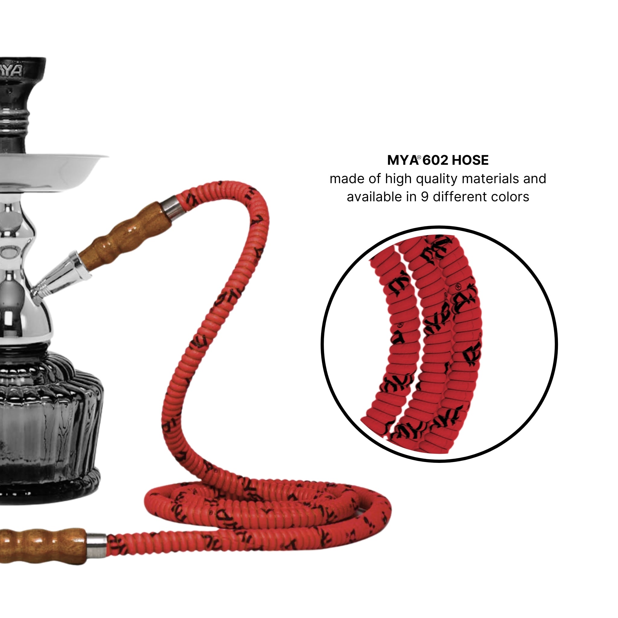 602 Red hookah hose with wooden tip #color_Red