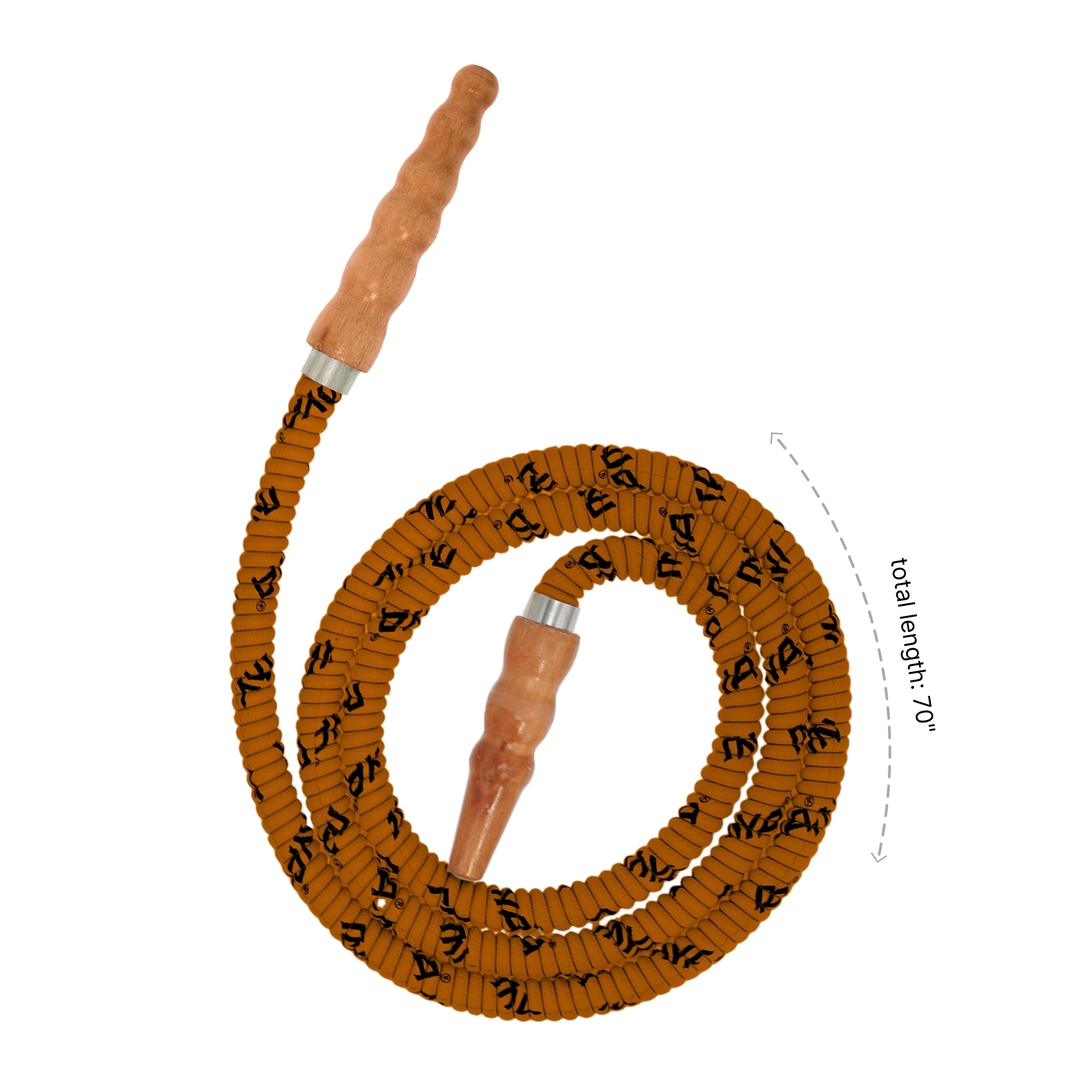 602 Light Brown hookah hose with wooden tip #color_Light Brown