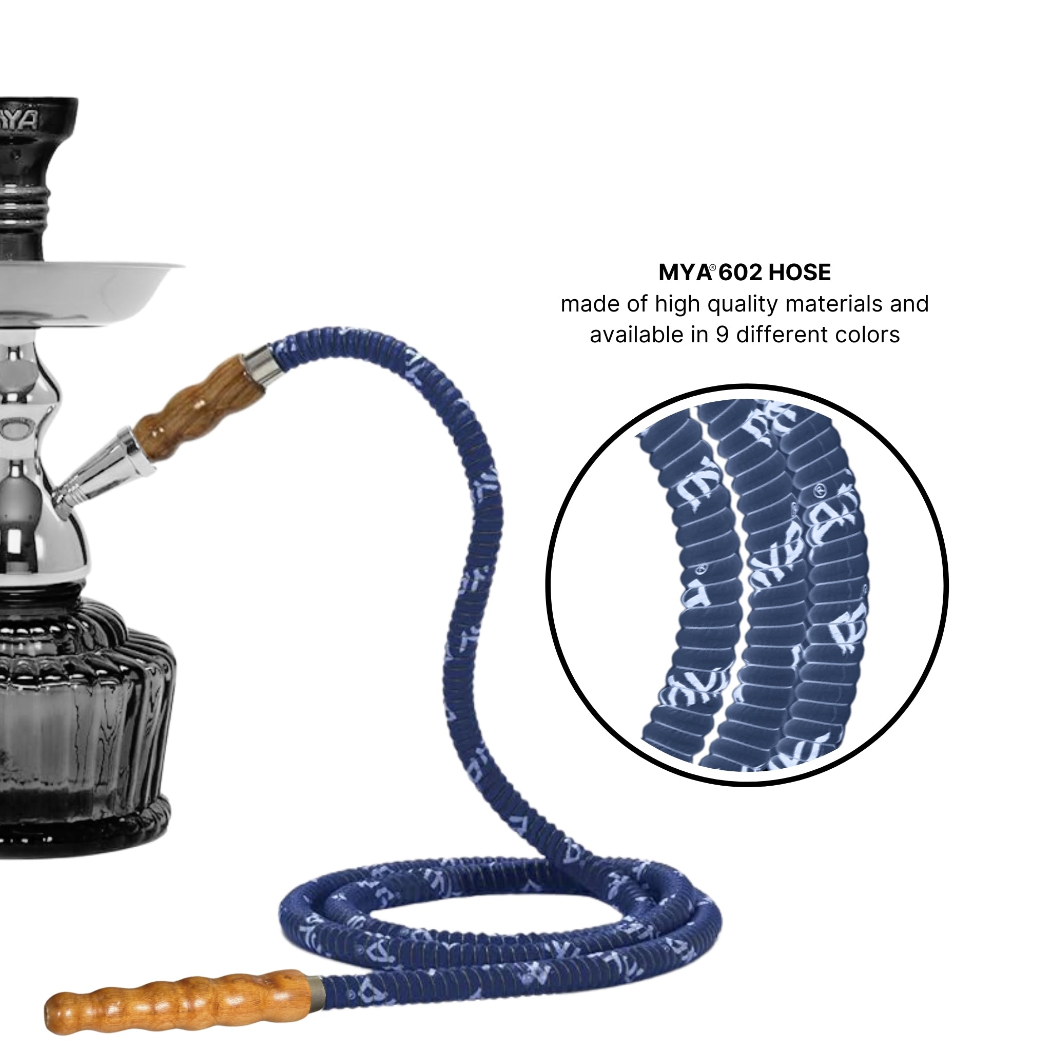 602 Light Blue hookah hose with wooden tip #color_Light Blue