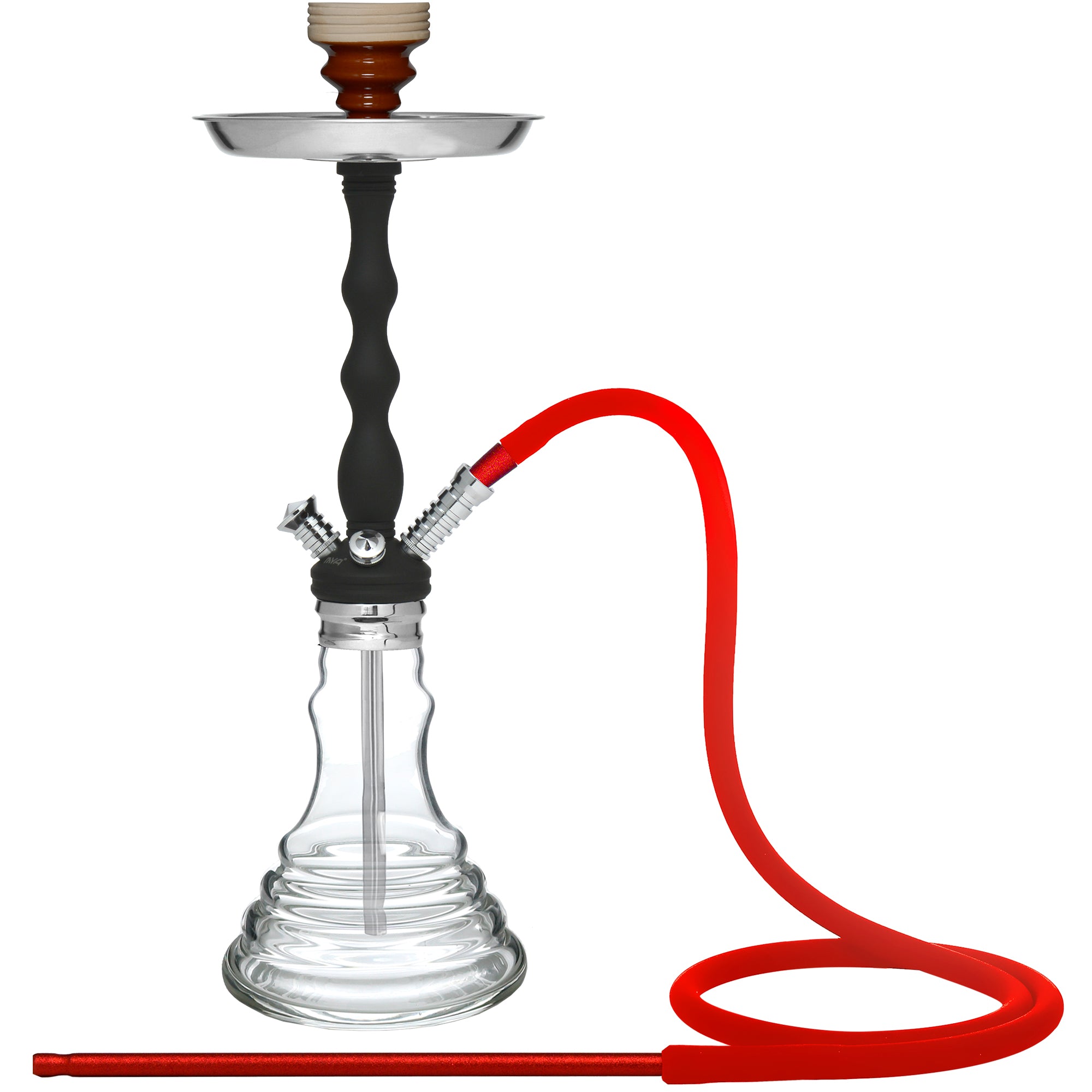 Black/Clear/Red BEYA Hookah #color_Black/Clear/Red