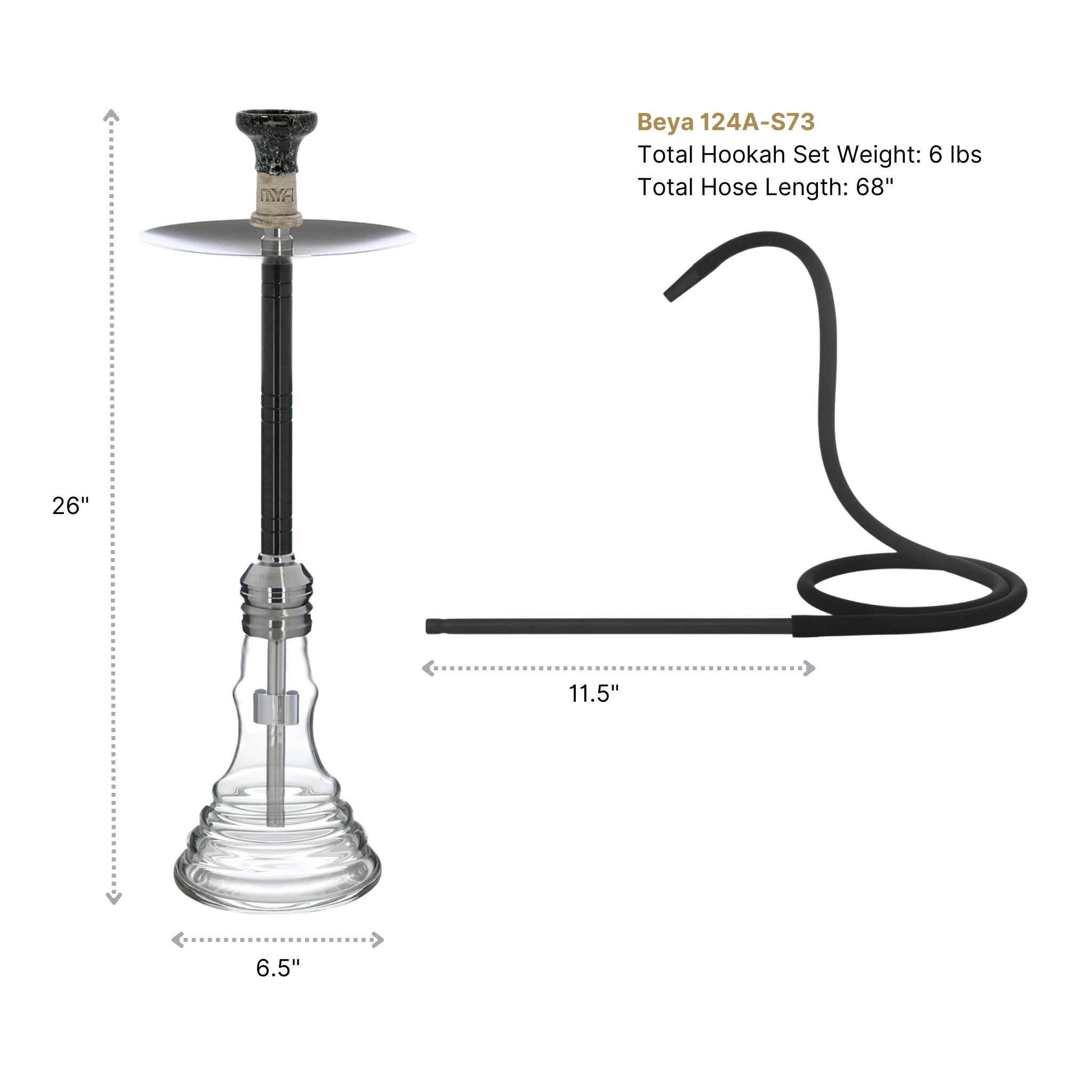 Black Beya 124A Hookah #color_Black