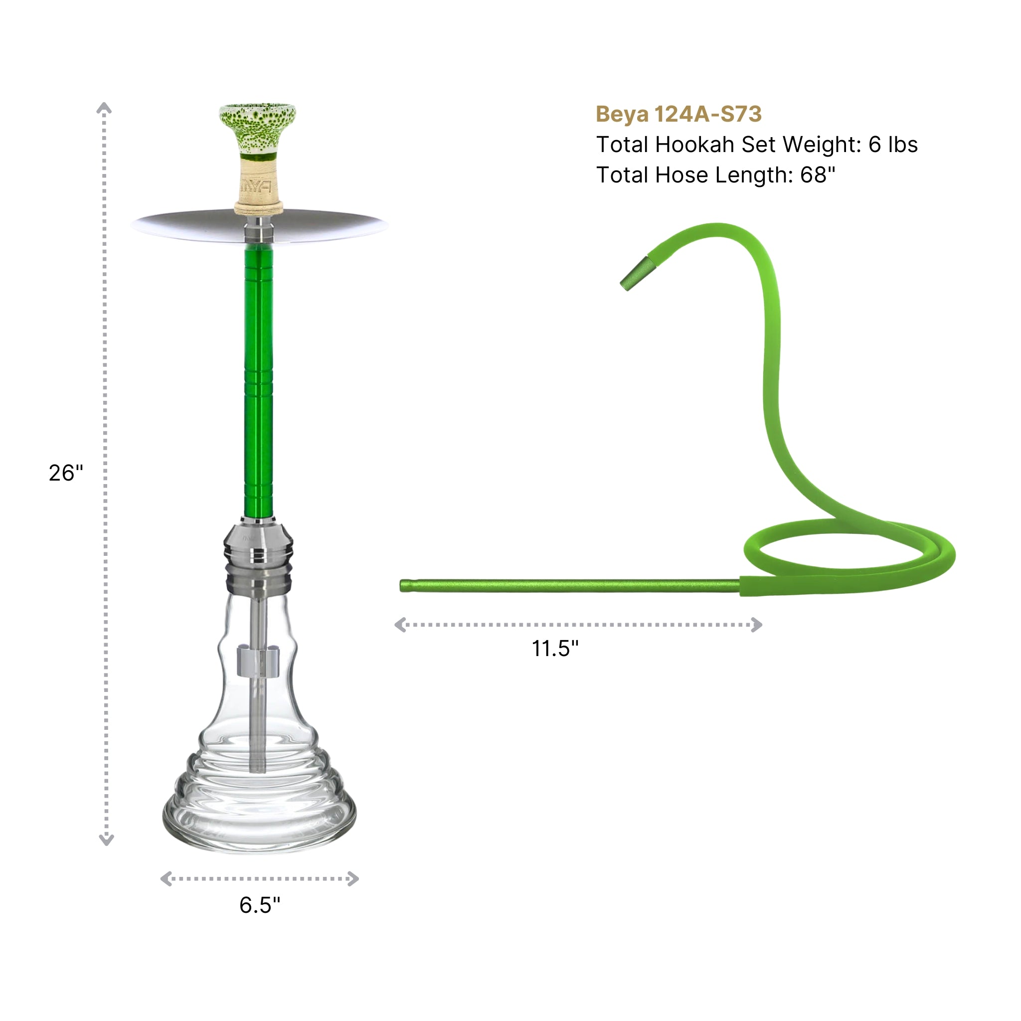 Green Beya 124A Hookah #color_Green