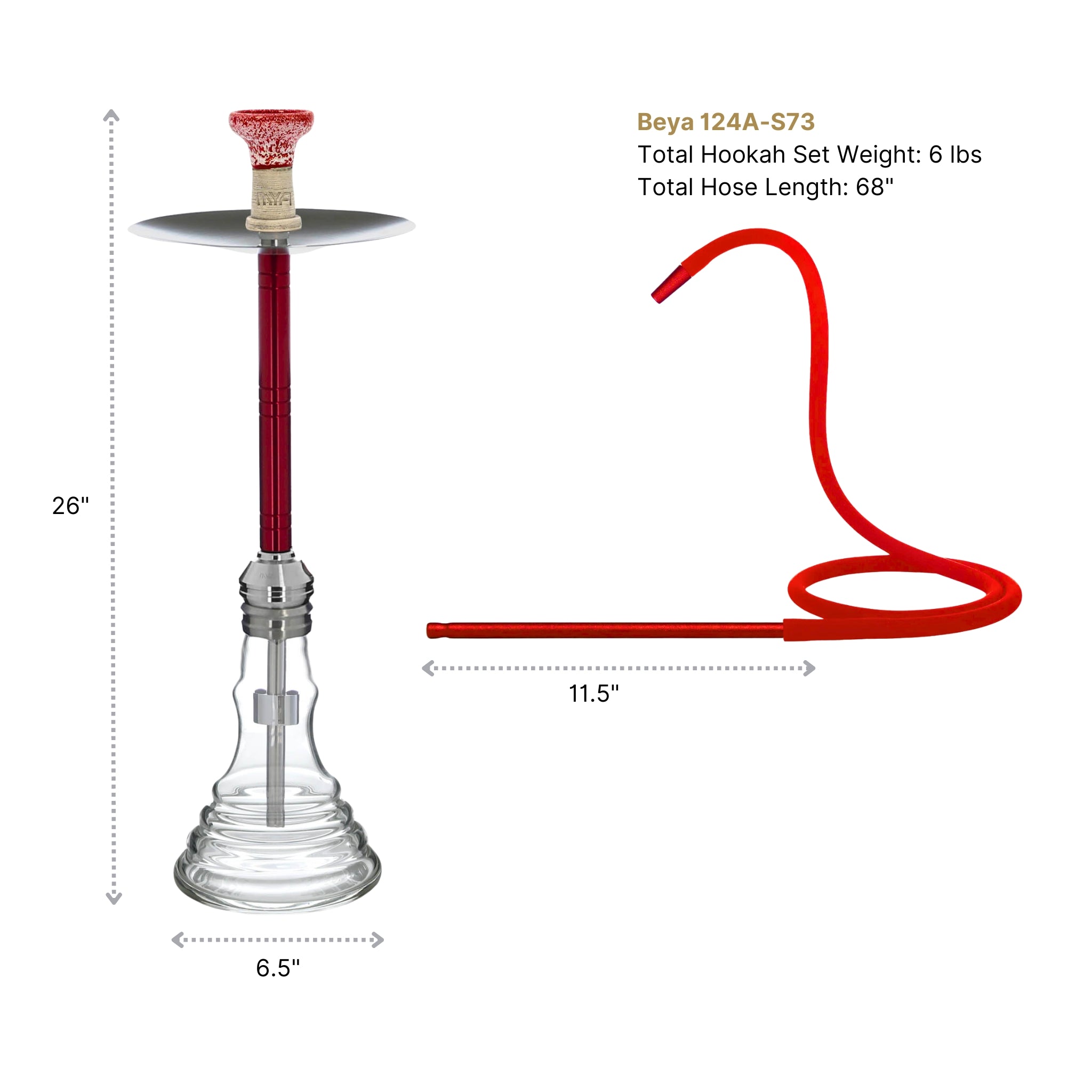 Red Beya 124A Hookah #color_Red