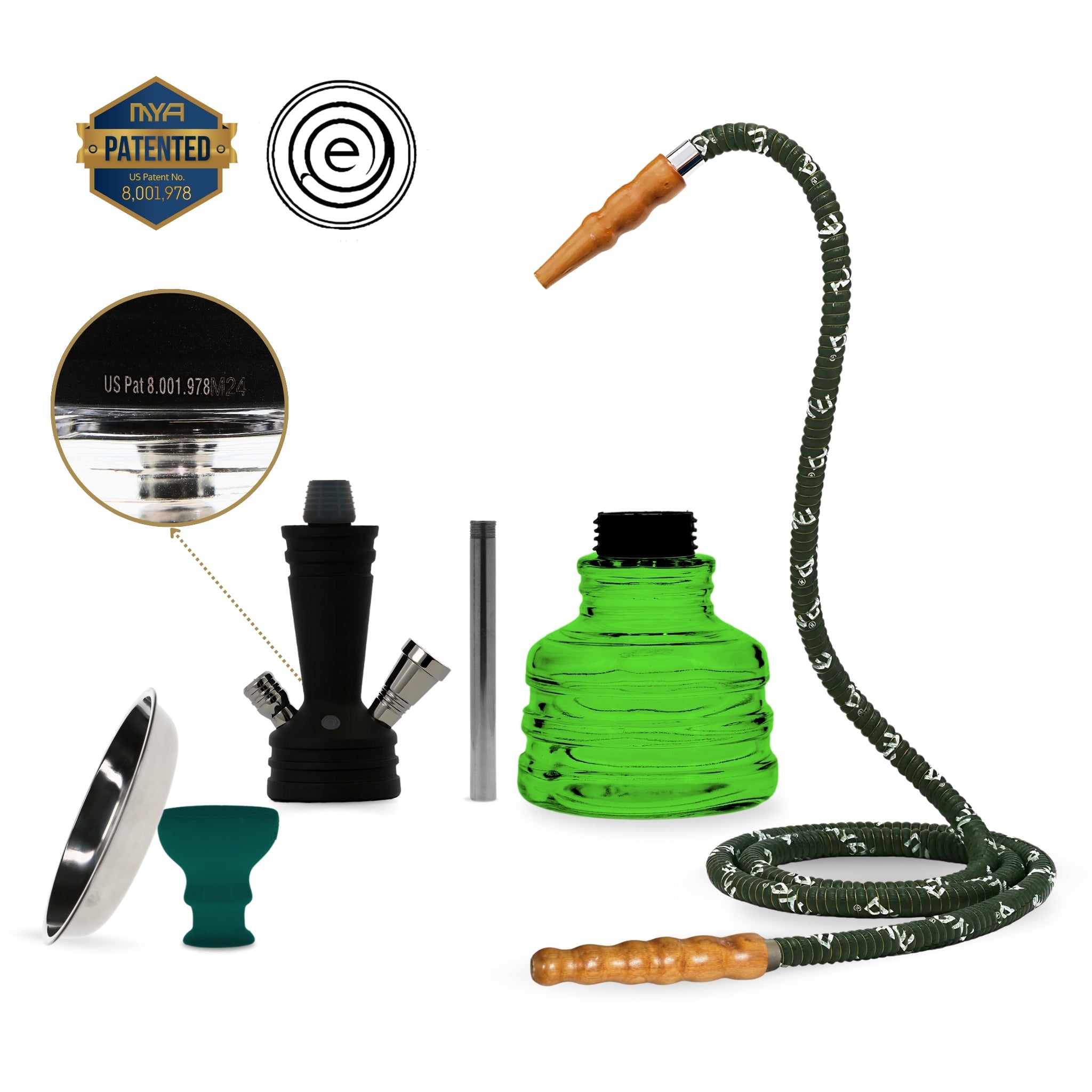 PIA Small Hookah in Olive Green #color_Olive Green