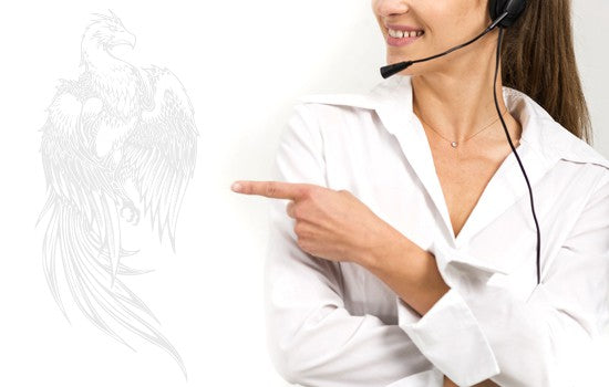 Lady with headset for customer service