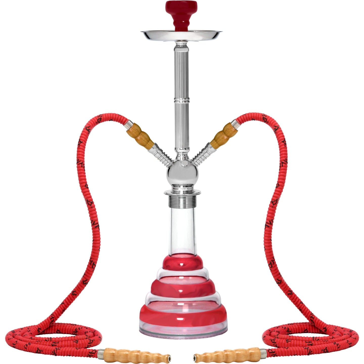 Red Acrylic 2 Hose Hookah #color_Red