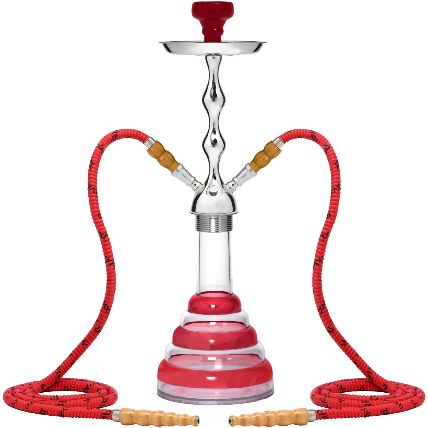 Red Acrylic 2 Hose Hookah #color_Red