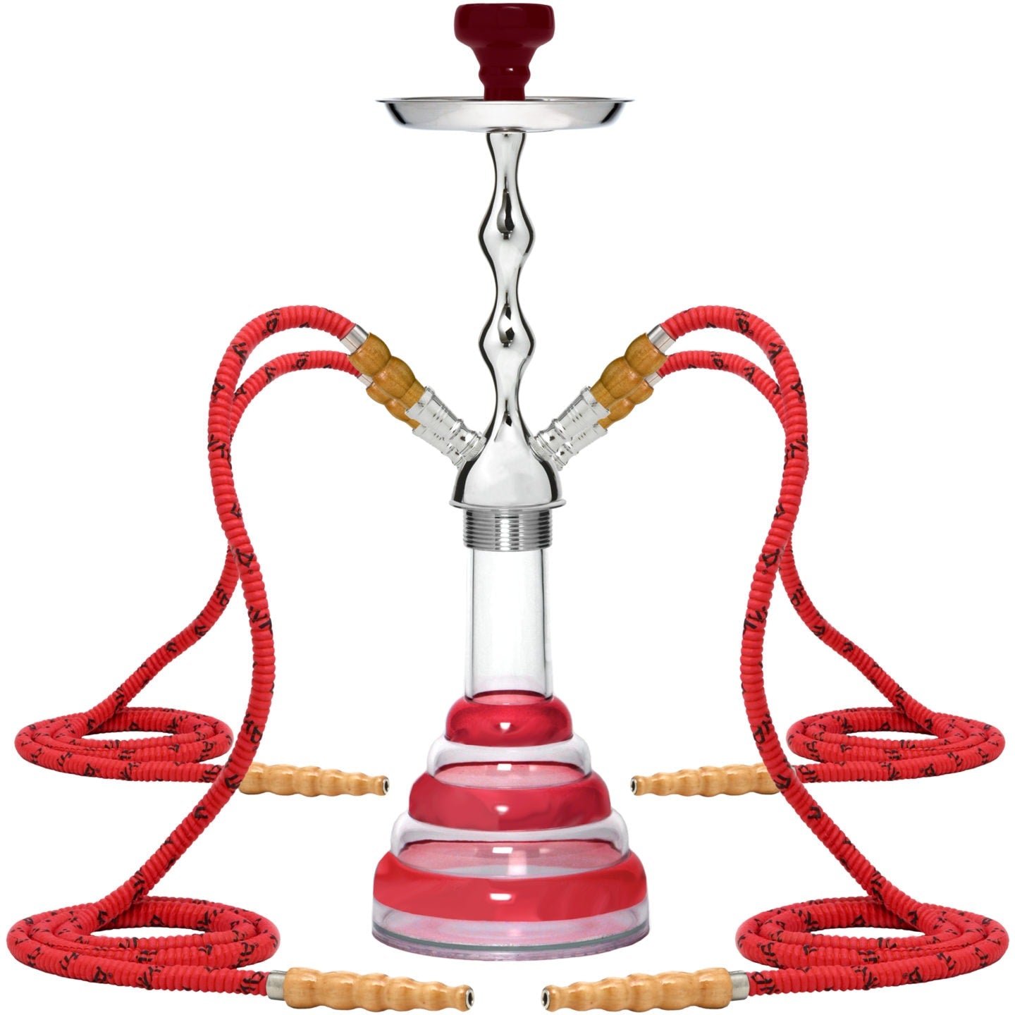Red Acrylic 4 Hose Hookah #color_Red