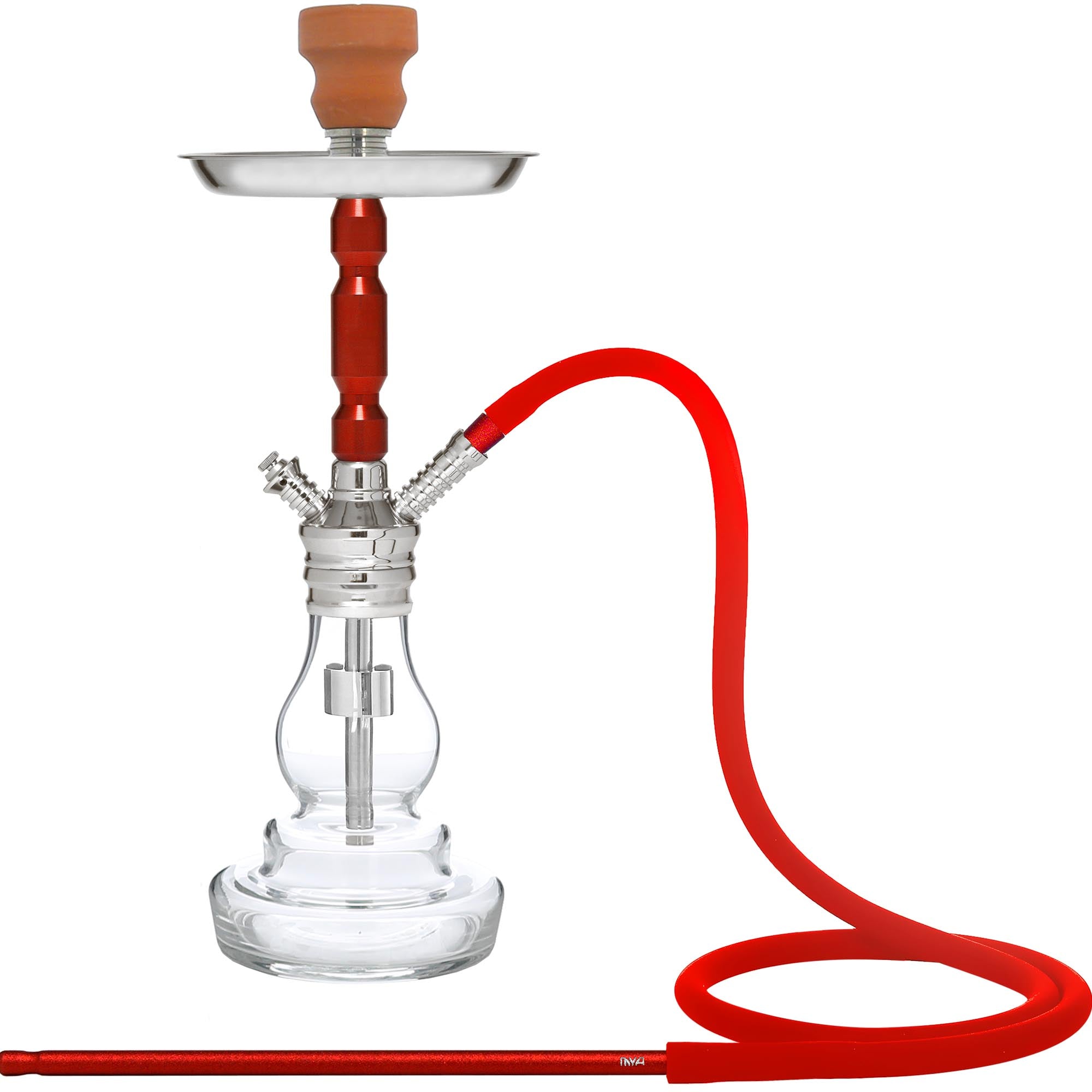Red Mini Robusto Silver Hookah #color_Red
