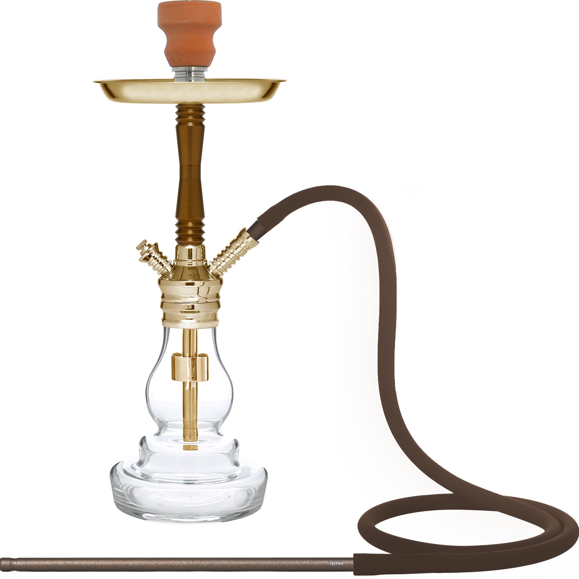 Brown Mini Robusto Gold Hookah #color_Brown