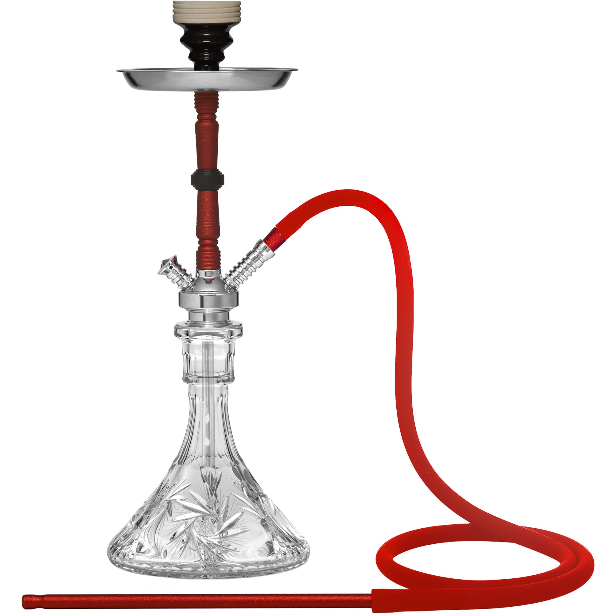 Red Crystal Silver Hookah #color_Red